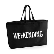 Load image into Gallery viewer, Weekending - Oversized Tote Bag - Black: White