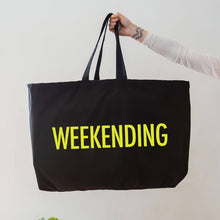 Load image into Gallery viewer, Weekending - Oversized Tote Bag - Black: White