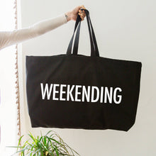 Load image into Gallery viewer, Weekending - Oversized Tote Bag - Black: White