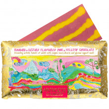 Load image into Gallery viewer, Peace, Rhubarb & Custard Flavoured Pink & Yellow Chocolate Bar