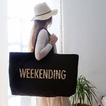 Load image into Gallery viewer, Weekending - Oversized Tote Bag - Black: White