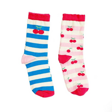 Load image into Gallery viewer, Stripy Cherry 2 Pack of socks