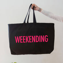 Load image into Gallery viewer, Weekending - Oversized Tote Bag - Black: White