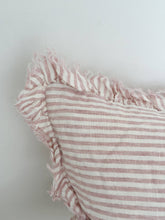 Load image into Gallery viewer, Hallie Ruffled Linen Cushion Cover 50x30 – Pink Stripe