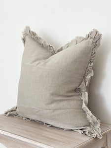 Ruffled Linen Cushion Cover 45×45 – Beige: 45x45