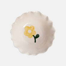 Load image into Gallery viewer, Pink Outside Stripe /Yellow Flower Frilly Bowl