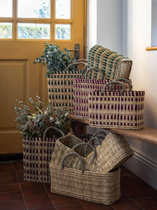 Woven Reed Basket, Indigo