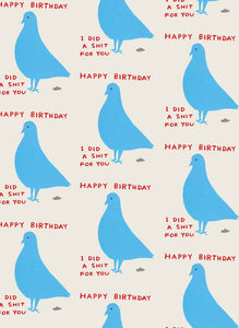 David Shrigley Gift Wrap - Pigeon**Pack of 2 Sheets Folded**