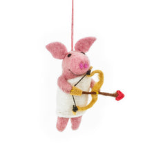 Load image into Gallery viewer, Handmade Felt Cupid Pig Hanging Valentines Decor