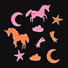 Load image into Gallery viewer, Glow in the dark stick-on shapes (box of 24) - Unicorns