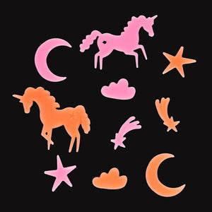 Glow in the dark stick-on shapes (box of 24) - Unicorns