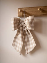 Load image into Gallery viewer, Cream and Beige Gingham Hanging Bow