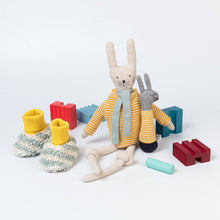 Load image into Gallery viewer, Cotton Knit Stuffed Animal Ragdoll: Yellow Rabbit