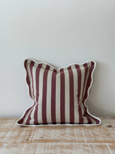 Load image into Gallery viewer, Chloe Plum Stripe Scalloped Edge Cushion Cover