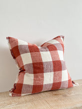Load image into Gallery viewer, Esmee Fringed Linen Cushion Cover 45x45 – Red Check