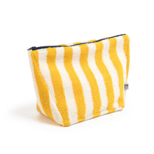 Load image into Gallery viewer, Striped Terry Towelling Wash Bag: Citrus &amp; Ivory