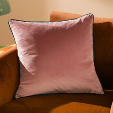 Load image into Gallery viewer, Meridian Velvet Cushion Blush/Teal: Blush/Teal / Polyester Filled / 55 x 55cm