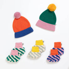 Load image into Gallery viewer, Cotton Knit Baby Slipper Socks: Boucle Striped Cobalt