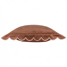 Load image into Gallery viewer, Lil Scallop Velvet Cushion Chestnut/Slipper: Chestnut/Slipper / Polyester Filled / 45 x 45cm