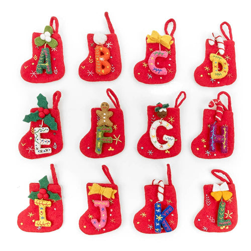 Handmade Felt Mini Alphabet Stockings - INDIVIDUAL LETTERS: A