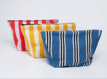 Load image into Gallery viewer, Terry Towelling Wash Bag: Striped Pink &amp; Red