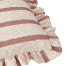 Load image into Gallery viewer, Connie Square Striped Ruffle Cushion Clay Pink: Clay Pink / Polyester Filled / 45 x 45cm