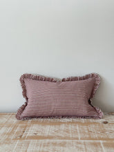 Load image into Gallery viewer, Darcy Ruffle Cotton Cushion Cover 50x30 – Burgundy Stripe