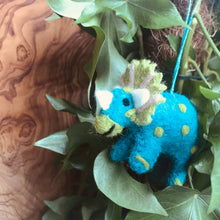 Load image into Gallery viewer, Handmade Felt Tessa Triceratops Dinosaur Decoration