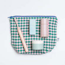 Load image into Gallery viewer, Recycled Cotton Wash Bag: Green &amp; Pink