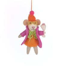 Load image into Gallery viewer, Handmade Felt Margie the Merry Mouse Christmas Decoration