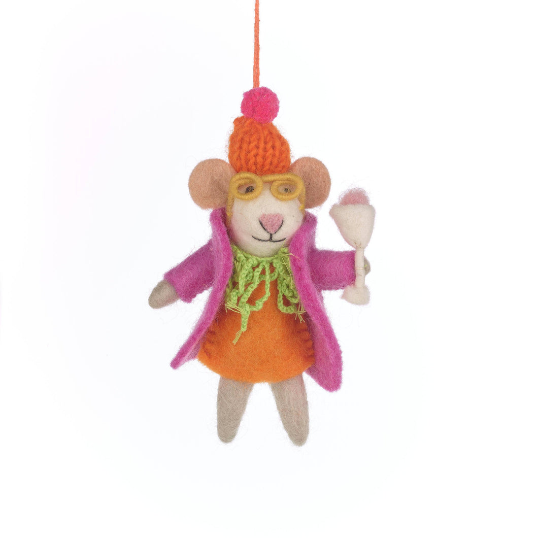 Handmade Felt Margie the Merry Mouse Christmas Decoration