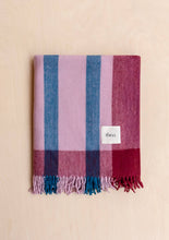 Load image into Gallery viewer, Recycled Wool Blanket in Berry Frame Stripe