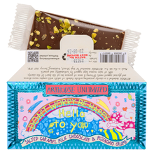 Load image into Gallery viewer, Joy Sized: Be Happy, Salted Caramel Milk Chocolate &amp; Pistachio Crumb