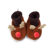 Load image into Gallery viewer, Cotton Knit Baby Slipper Socks: Reindeer