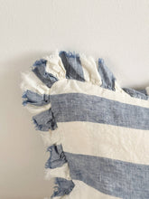 Load image into Gallery viewer, Hallie Blue Wide Stripe Cushion Cover 50x30–Ruffle Edge : 50 x 30 cm