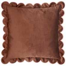 Load image into Gallery viewer, Lil Scallop Velvet Cushion Chestnut/Slipper: Chestnut/Slipper / Polyester Filled / 45 x 45cm