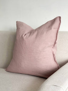 Linen Cushion Cover 45×45 – Frayed Edge Pink/Lilac