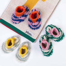 Load image into Gallery viewer, Cotton Knit Baby Slipper Socks: Boucle Striped Cobalt