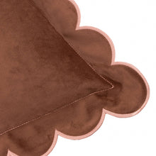 Load image into Gallery viewer, Lil Scallop Velvet Cushion Chestnut/Slipper: Chestnut/Slipper / Polyester Filled / 45 x 45cm