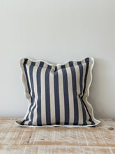 Load image into Gallery viewer, Chloe Navy Stripe Scalloped Edge Cushion Cover