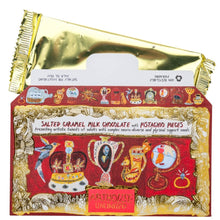 Load image into Gallery viewer, Cabinet of Curiosities, Salted Caramel Milk Chocolate with Pistachio Pieces