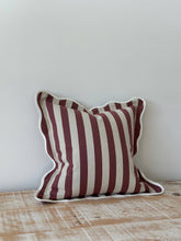 Load image into Gallery viewer, Chloe Plum Stripe Scalloped Edge Cushion Cover