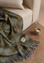 Load image into Gallery viewer, Recycled Wool Blanket in Blue &amp; Green Checkerboard