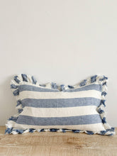 Load image into Gallery viewer, Hallie Blue Wide Stripe Cushion Cover 50x30–Ruffle Edge : 50 x 30 cm