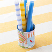 Load image into Gallery viewer, Blue &amp; White Stripe Dinner Candles
