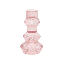 Load image into Gallery viewer, Pink Glass Candle Holder - 12cm