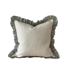 Load image into Gallery viewer, Bella Green and Cream Ruffle Cushion Cover 45x45