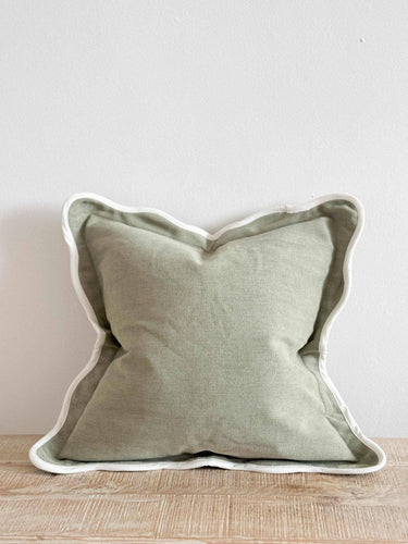 Chloe Sage Scalloped Edge Cushion 65x65