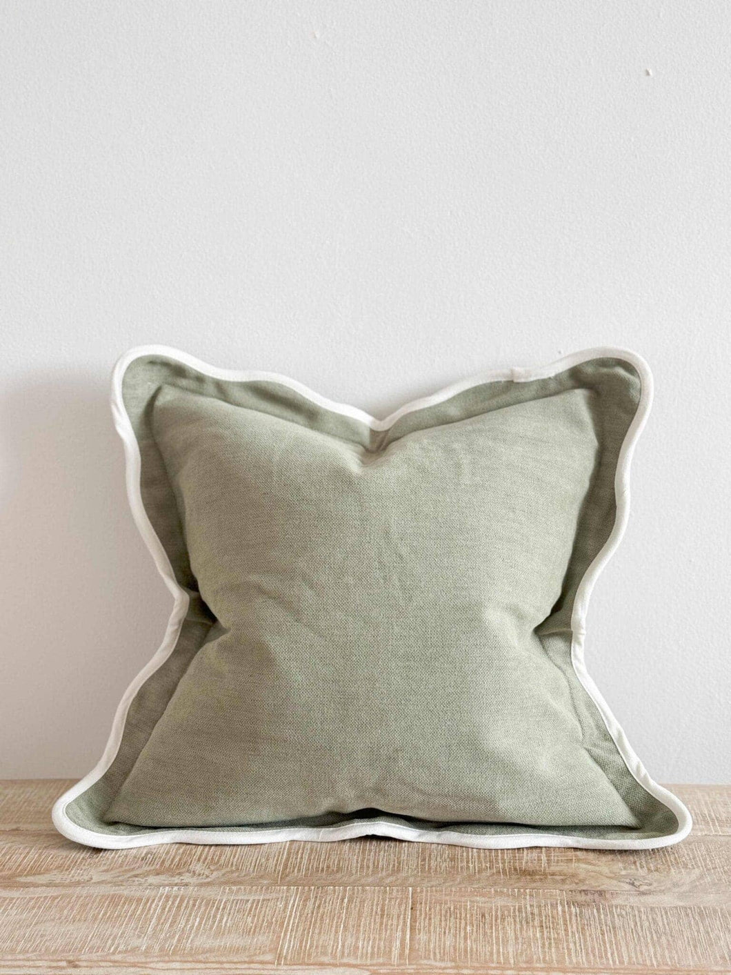 Chloe Sage Scalloped Edge Cushion 65x65