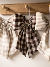 Load image into Gallery viewer, Cream and Brown Gingham Hanging Bow